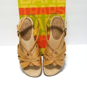 Bare Traps 7.5 Jacee Leather Braided Sling-Back Sandals, Soft Sun Yellow